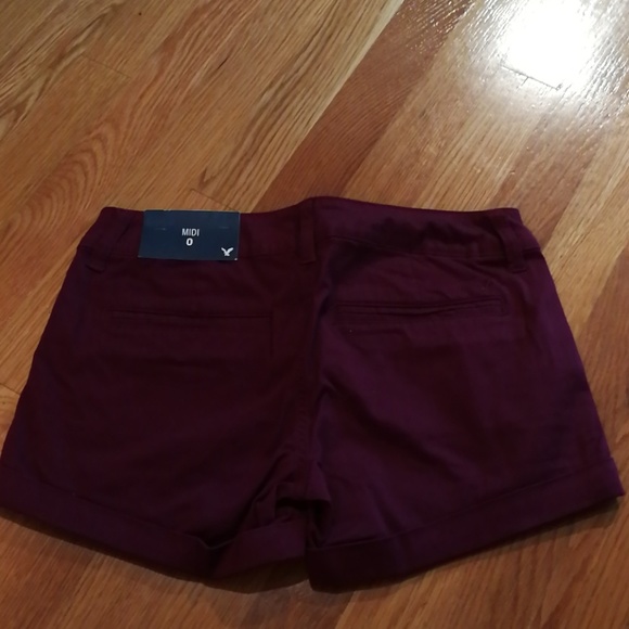 NWT American Eagle Burgandy shorts 0 - Picture 4 of 7